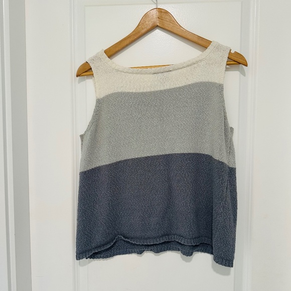 Tribal | Women’s Large White and Blue Colour Block Knit Sleeveless Tank Top - Picture 5 of 6